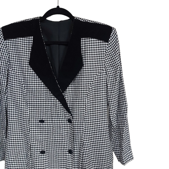 Vintage Black & White Houndstooth Print Double Breasted Blazer Dress - Picture 4 of 8
